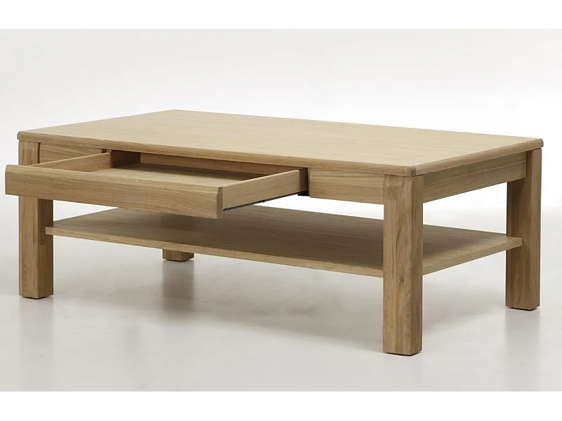 Table basse design en chêne bianco huilé - 115 x 42 x 65 cm