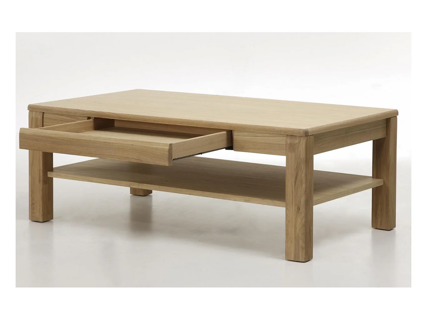 Table basse design en chêne bianco huilé - 115 x 42 x 65 cm