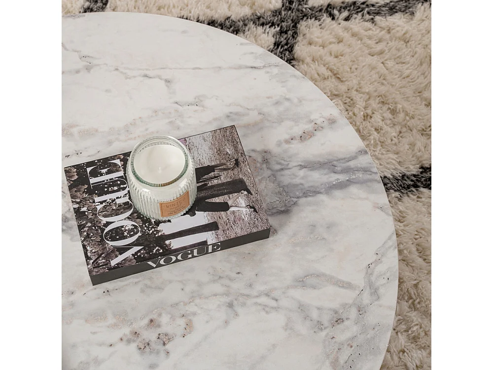 Asya - Lot de 2 tables basses effet marbre - Blanc