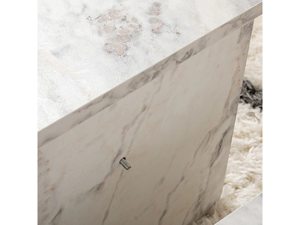 Asya - Lot de 2 tables basses effet marbre - Blanc