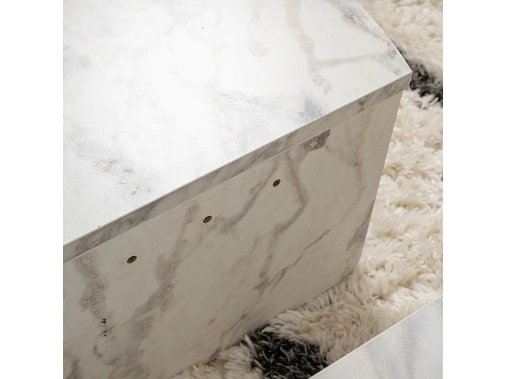 Asya - Lot de 2 tables basses effet marbre - Blanc