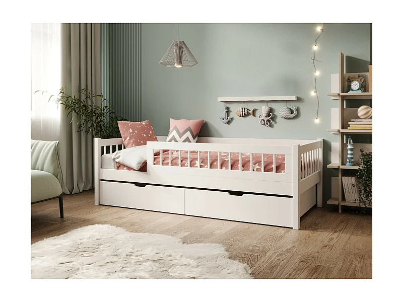 Bett Lora (80x180)/Matratze inklusive/Weiss