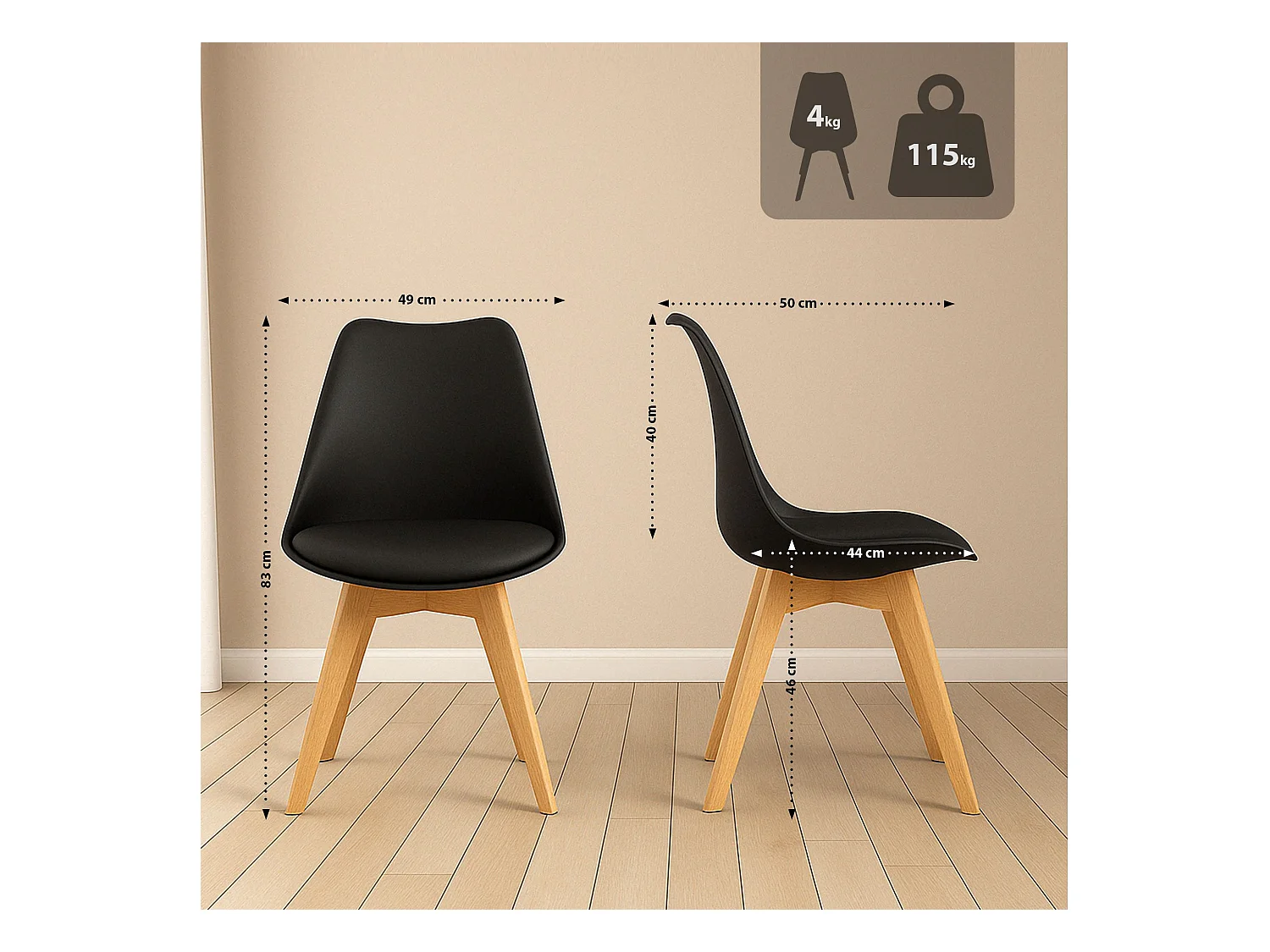 Ensemble de salle à manger - Table + 4 Chaises - Lansgar