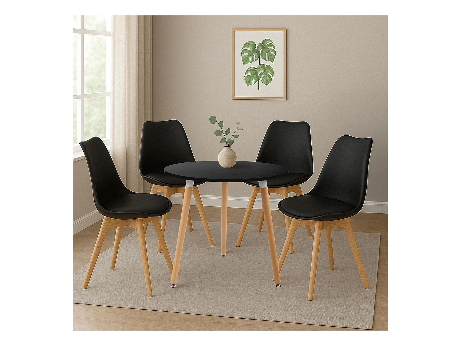 Ensemble de salle à manger - Table + 4 Chaises - Lansgar