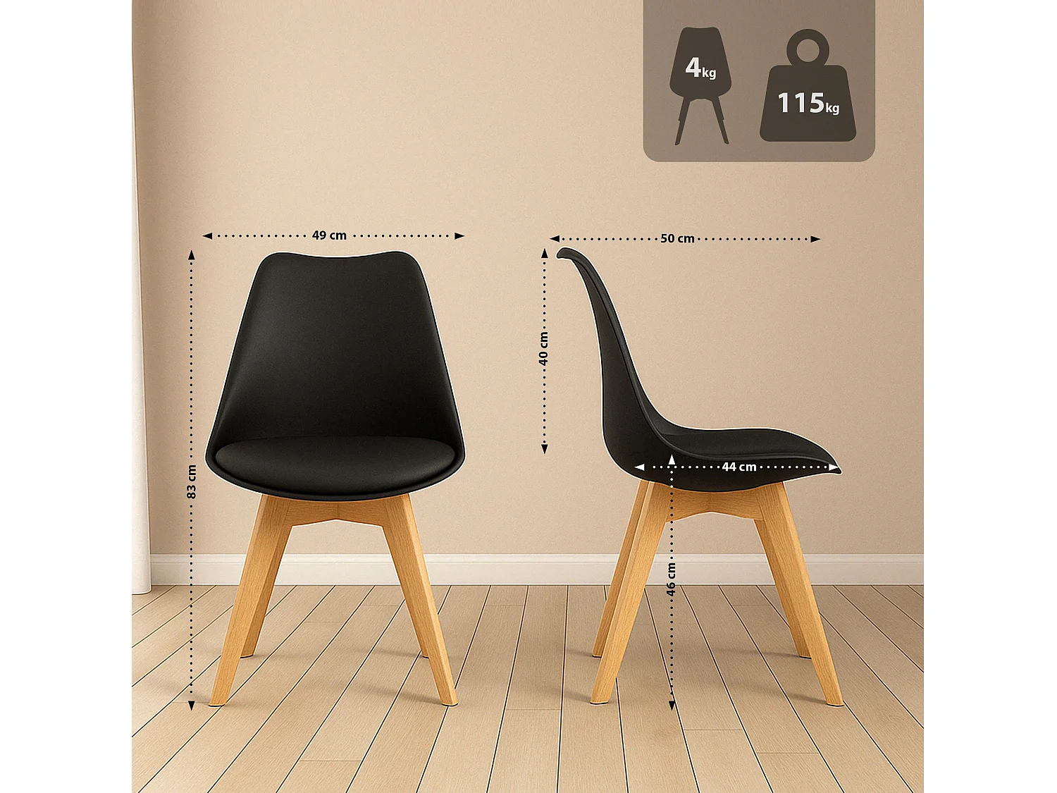 Ensemble de salle à manger - Table + 4 Chaises - Lansgar