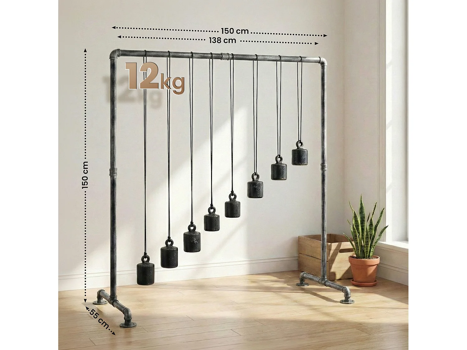 Portant à vêtement - Métal - 150 cm - Argent - Jersey