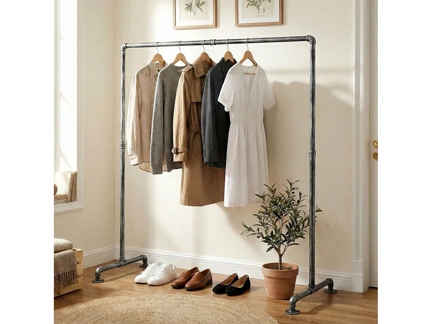 Portant à vêtement - Métal - 150 cm - Argent - Jersey