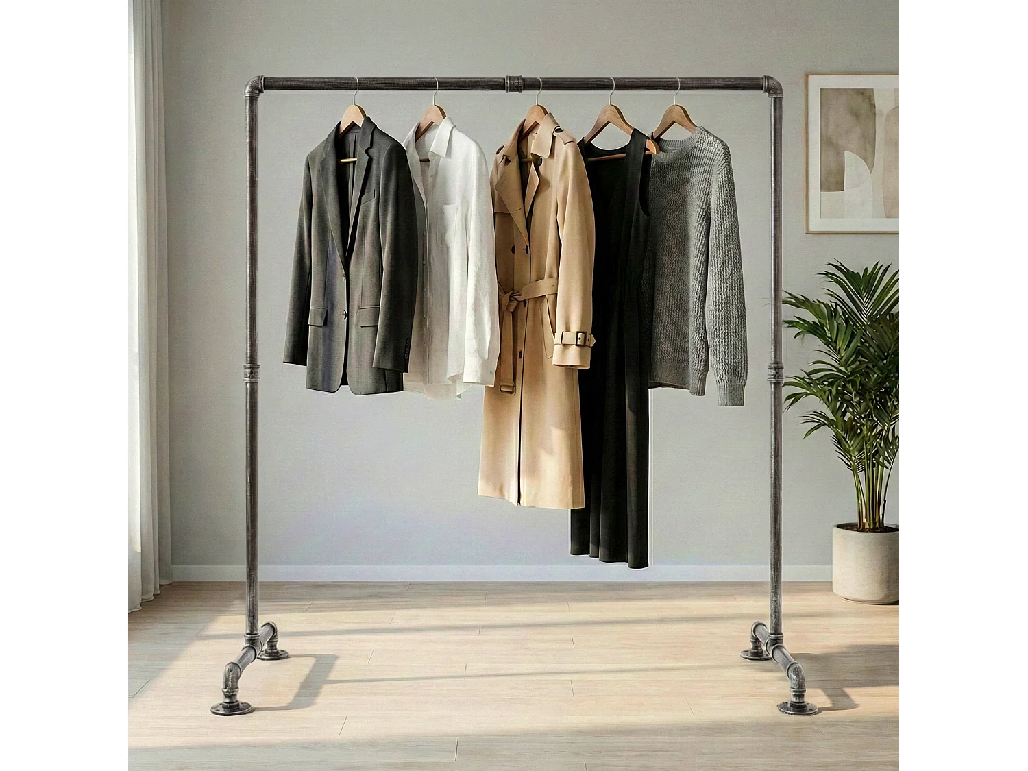 Portant à vêtement - Métal - 150 cm - Argent - Jersey