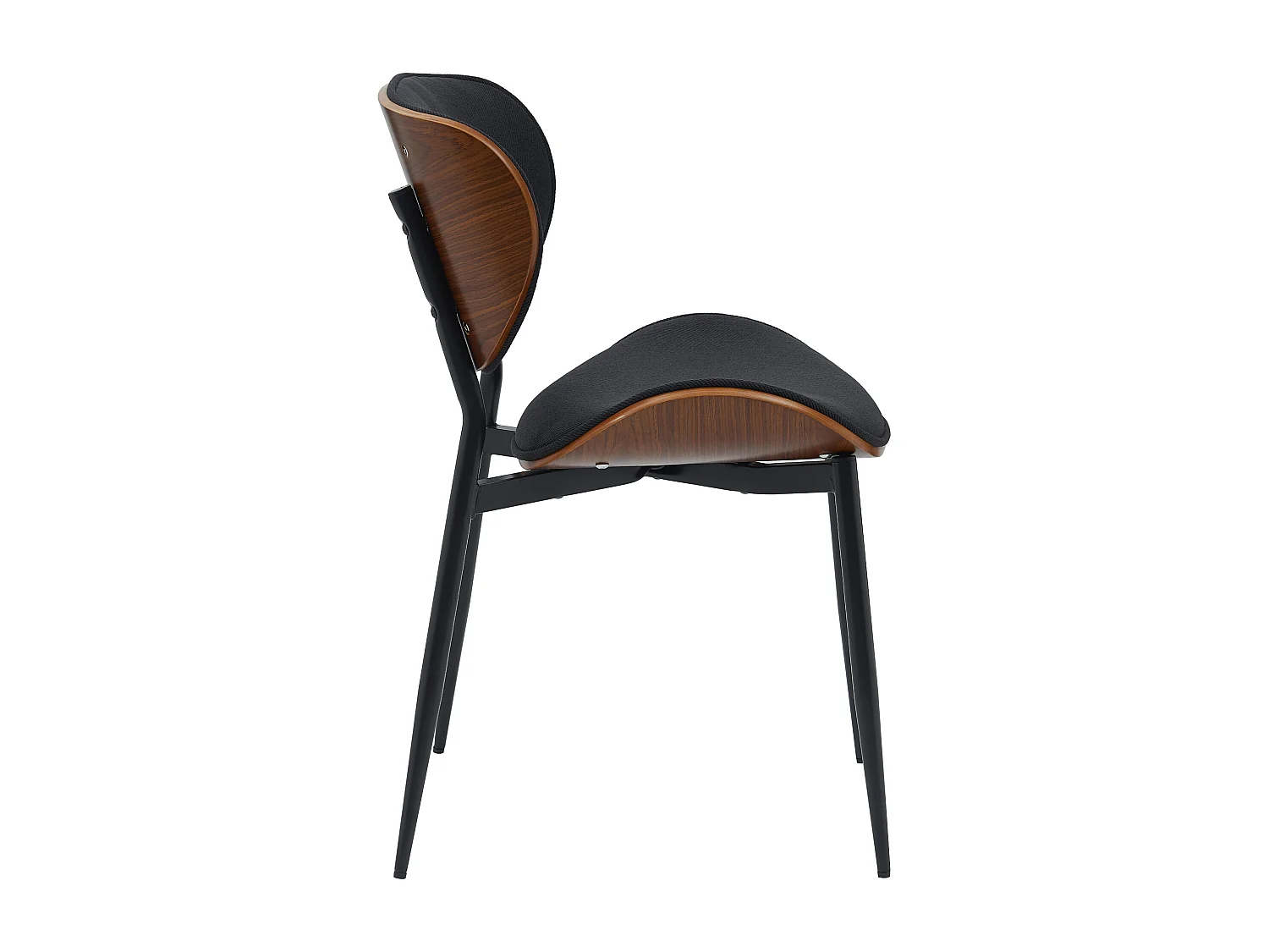 Lot de 2  chaise salle à manger - Tissu - Noyer / Noir - Enid