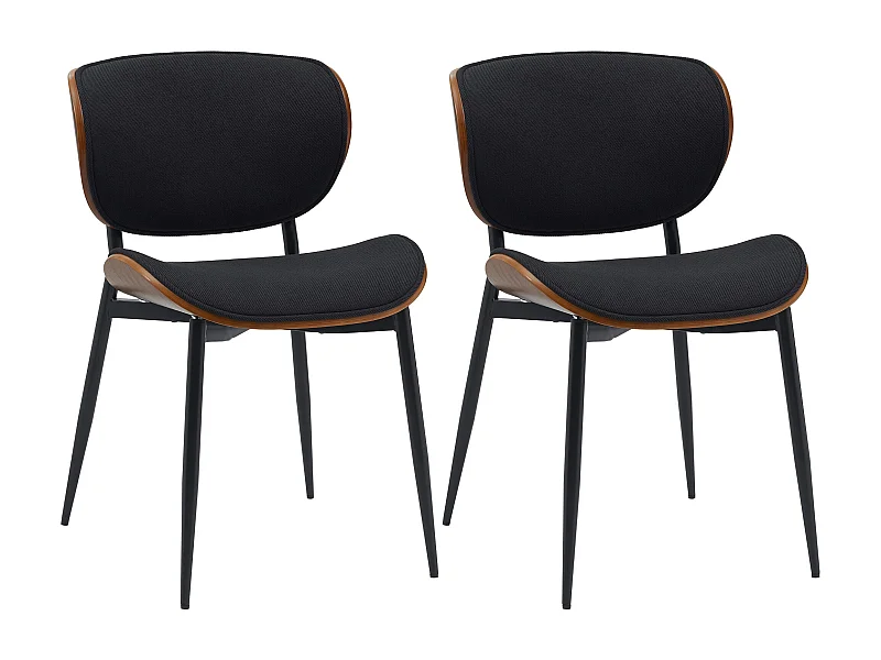 Lot de 2  chaise salle à manger - Tissu - Noyer / Noir - Enid