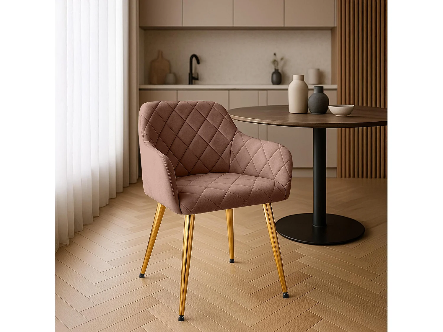 chaises avec accoudoirs - Velours - Marron - Monett