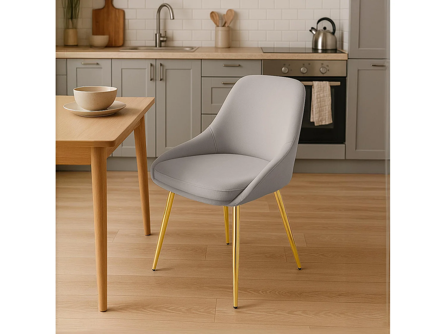 chaise salle à manger - Velours - Gris - Elmira