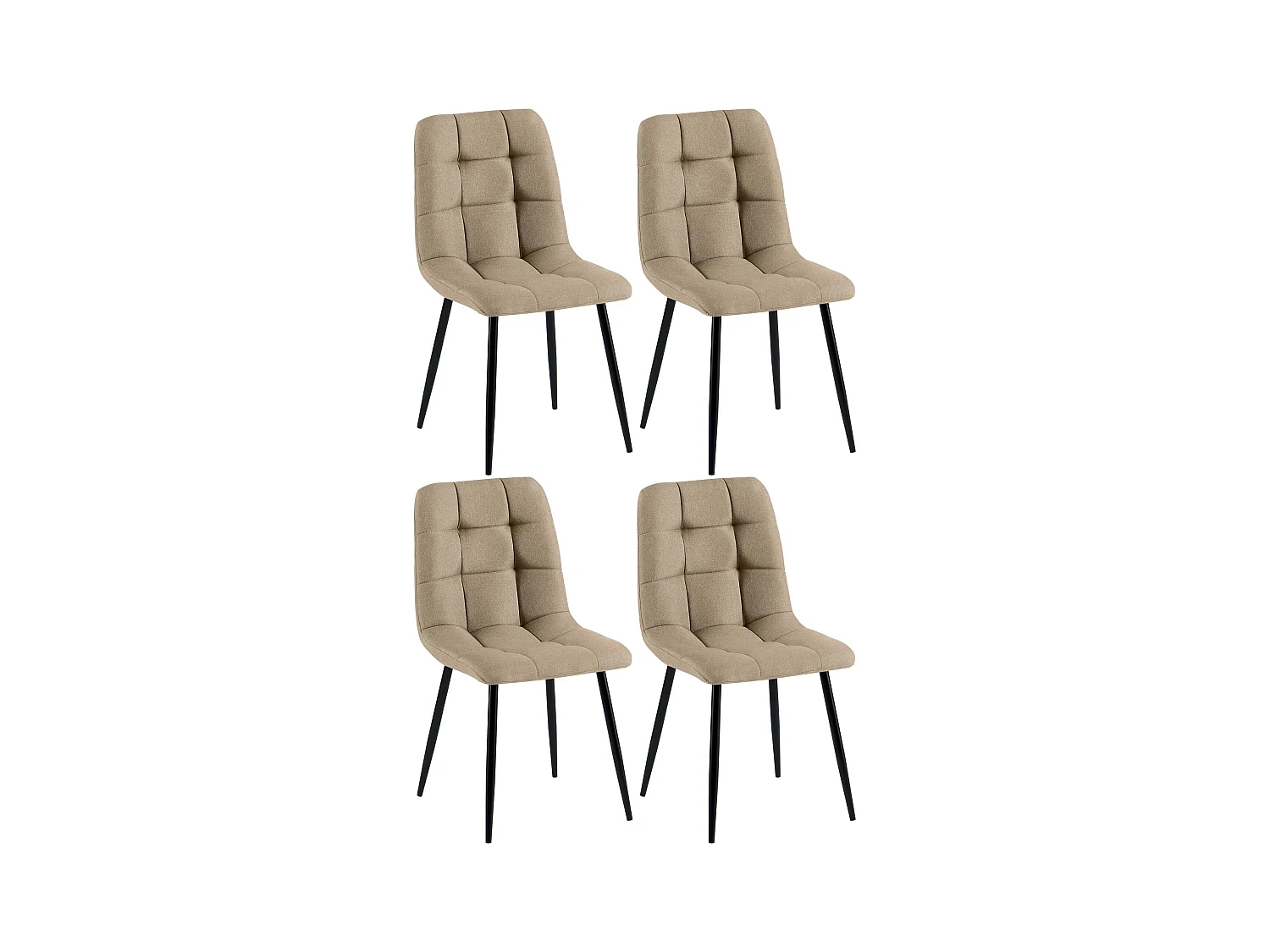 Lot de 4  chaise salle à manger - Tissu - Taupe - Antibes