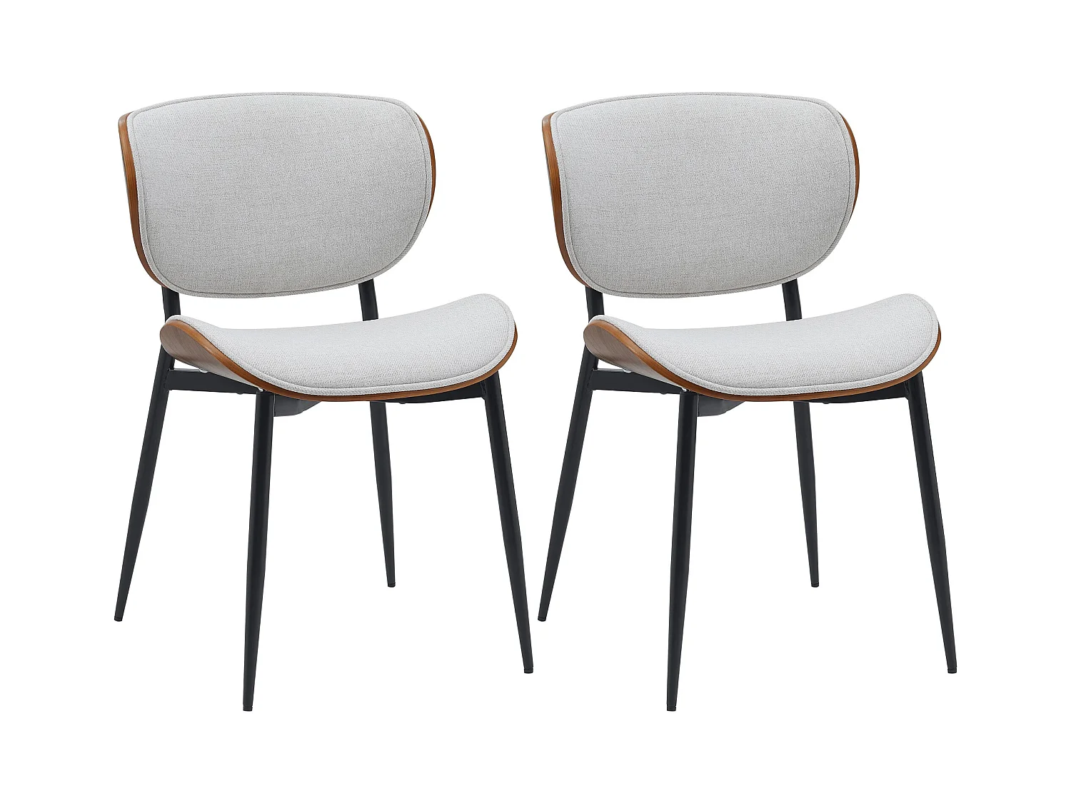 Lot de 2  chaise salle à manger - Tissu - Noyer / Crème - Enid