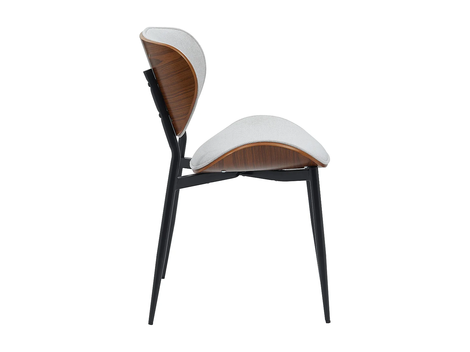 Lot de 2  chaise salle à manger - Tissu - Noyer / Crème - Enid