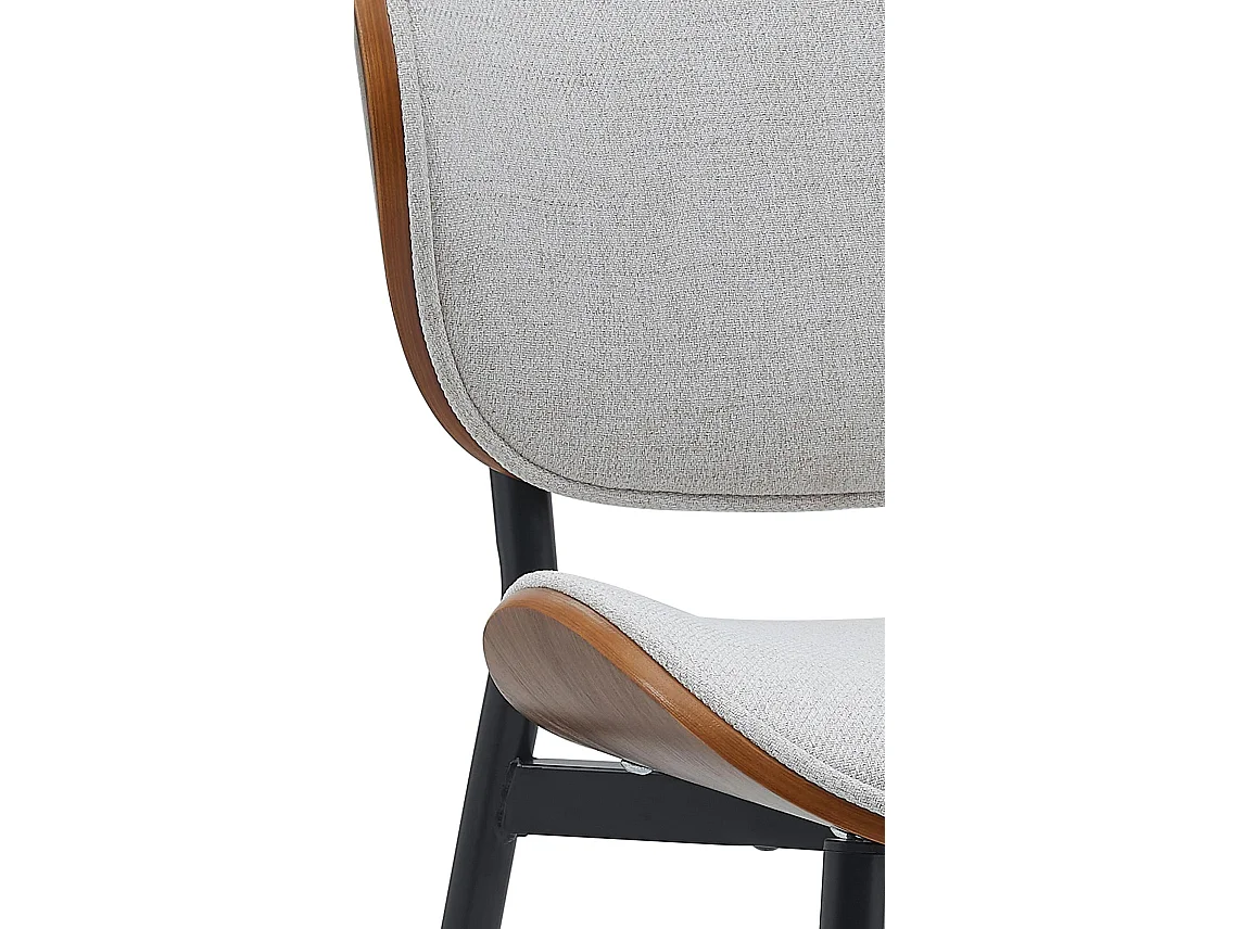 Lot de 2  chaise salle à manger - Tissu - Noyer / Crème - Enid