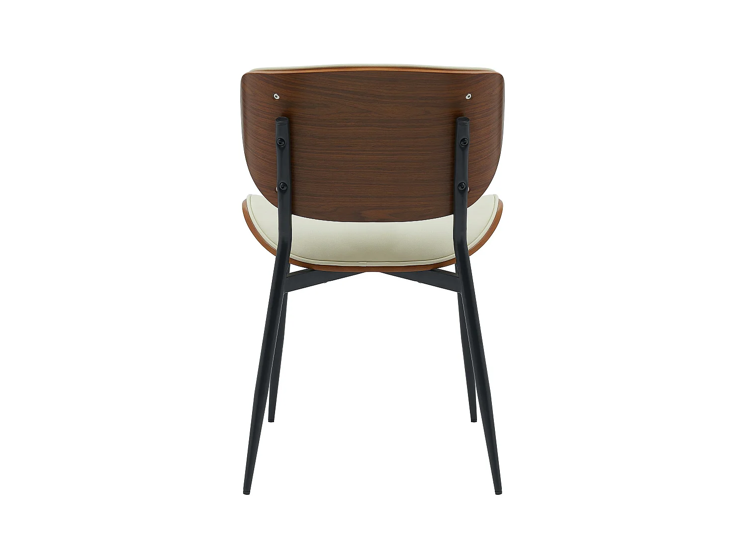 Lot de 2  chaise salle à manger - Similicuir - Noyer / Crème - Enid