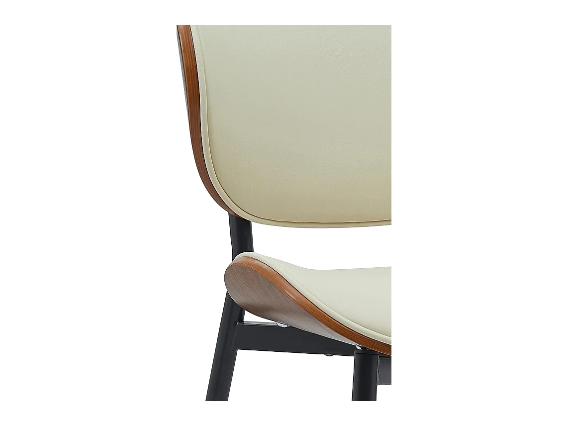 Lot de 2  chaise salle à manger - Similicuir - Noyer / Crème - Enid