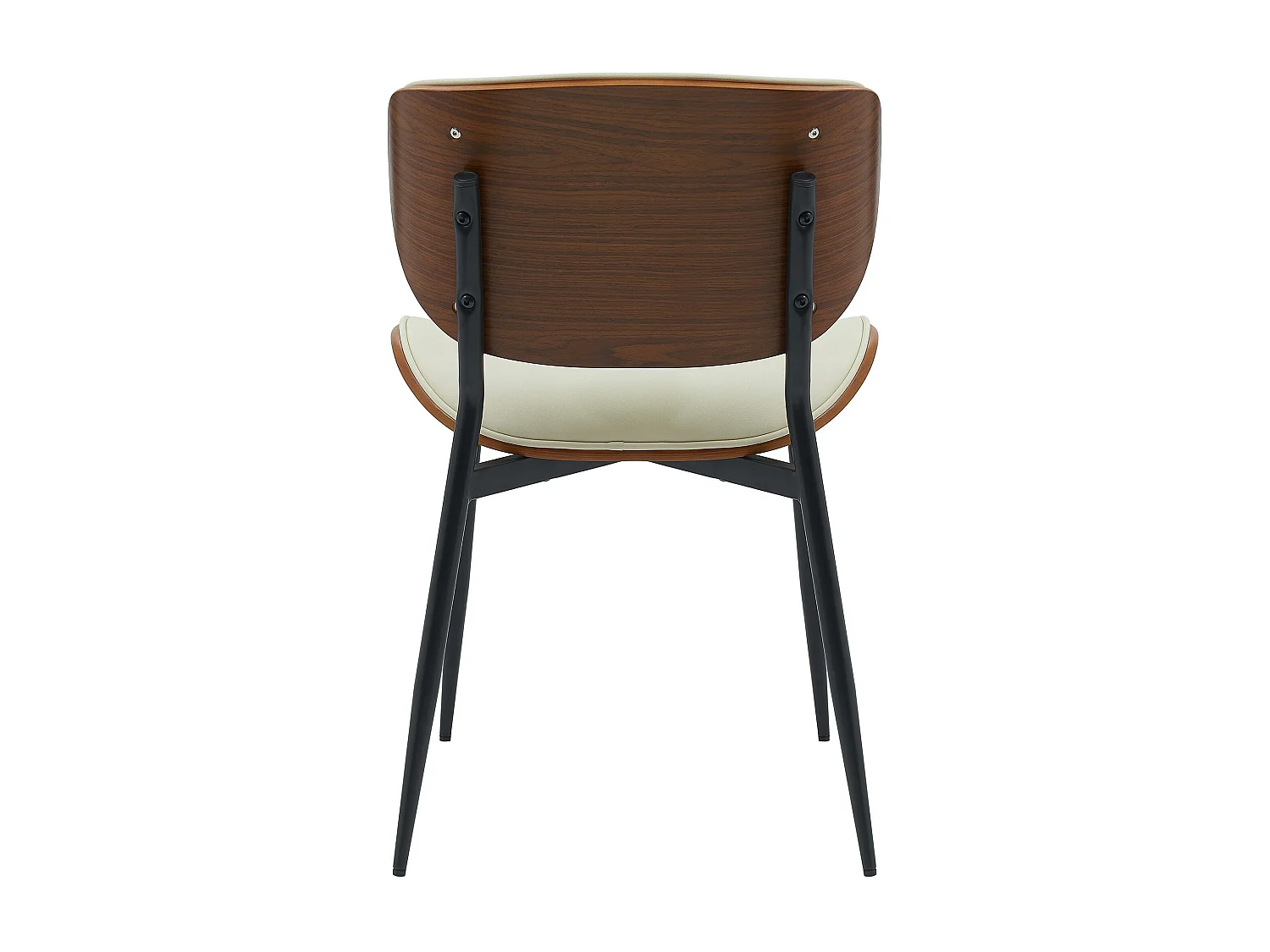 Lot de 2  chaise salle à manger - Similicuir - Noyer / Crème - Enid