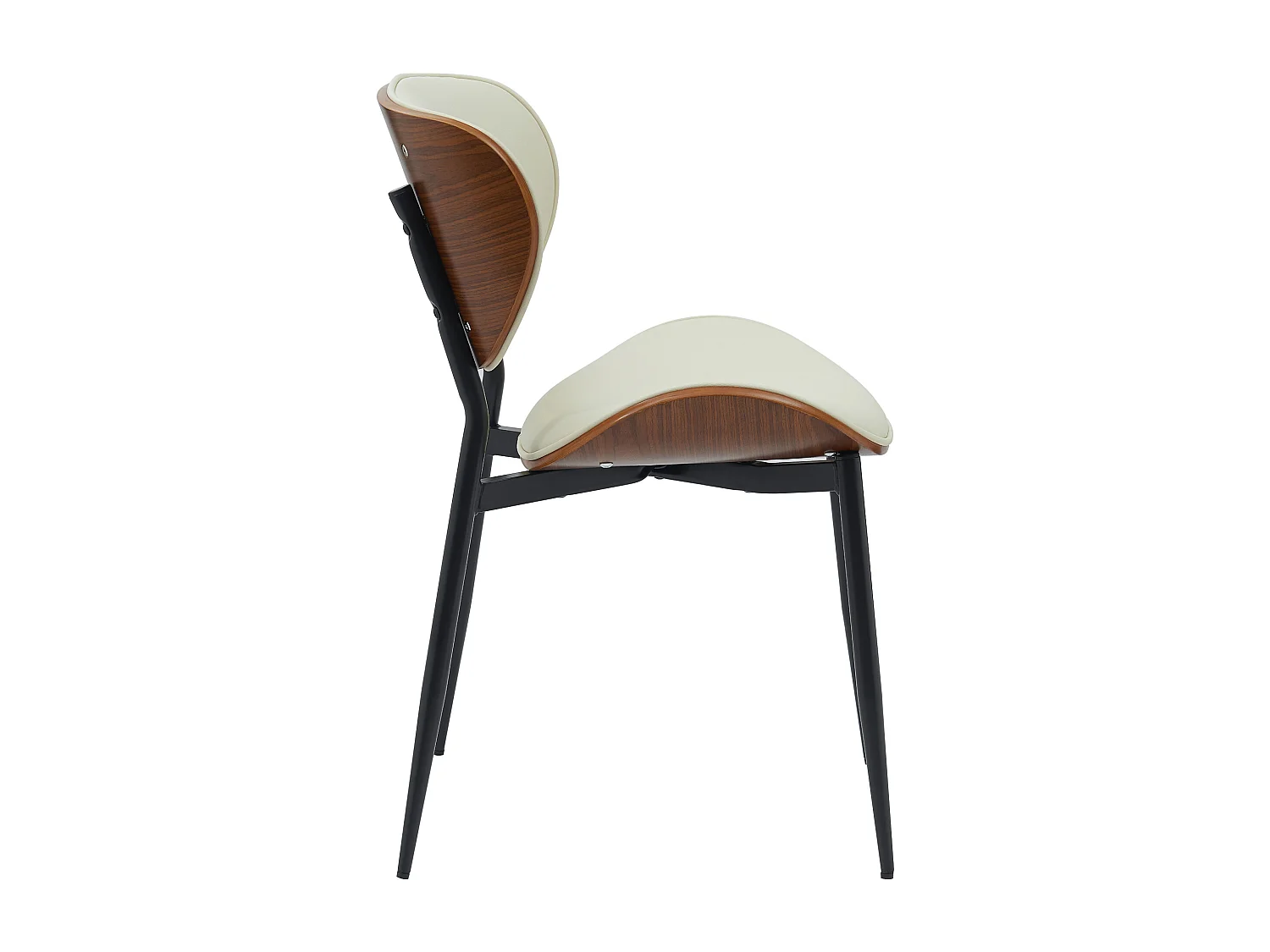 Lot de 2  chaise salle à manger - Similicuir - Noyer / Crème - Enid