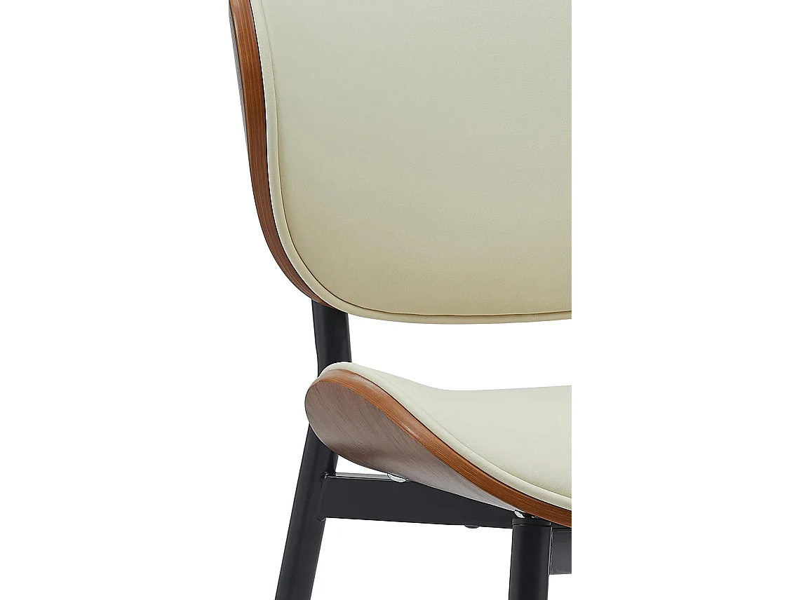 Lot de 2  chaise salle à manger - Similicuir - Noyer / Crème - Enid