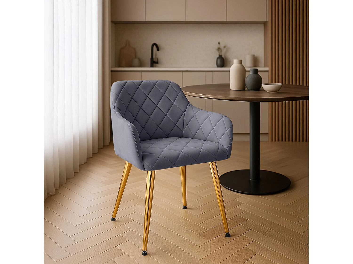 chaises avec accoudoirs - Velours - Gris foncé - Monett