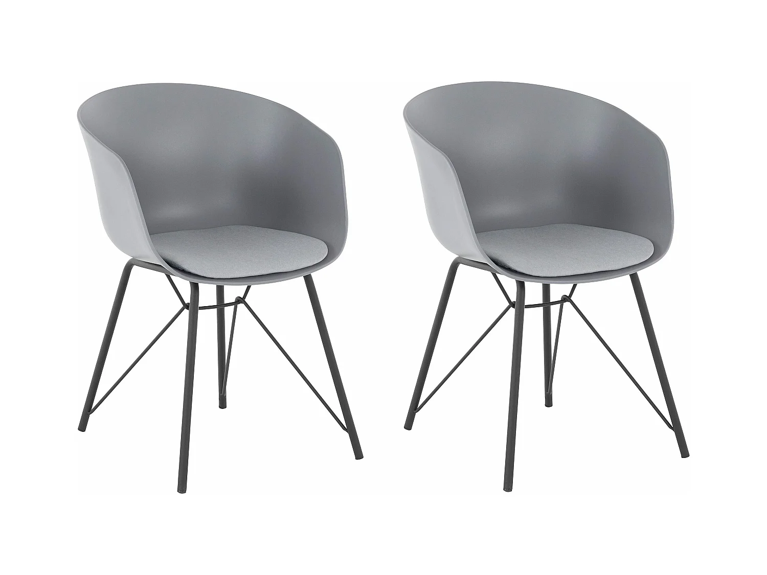 Edith | Chaise 2 Pack en plastique gris
