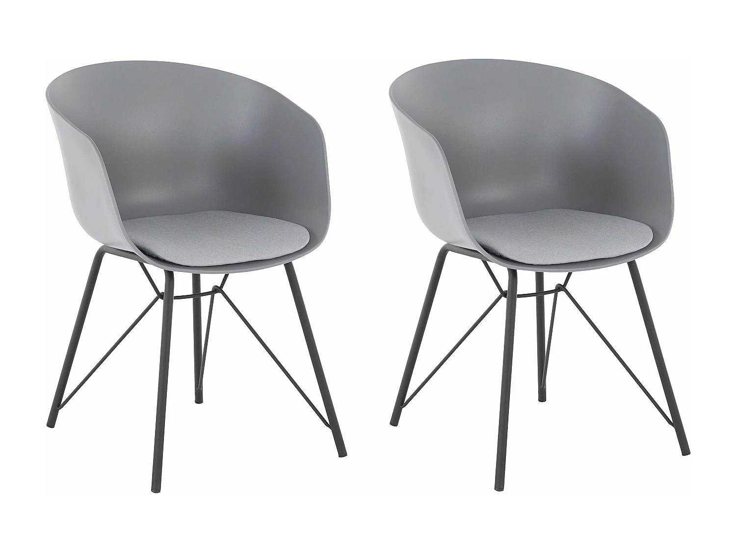Edith | Chaise 2 Pack en plastique gris