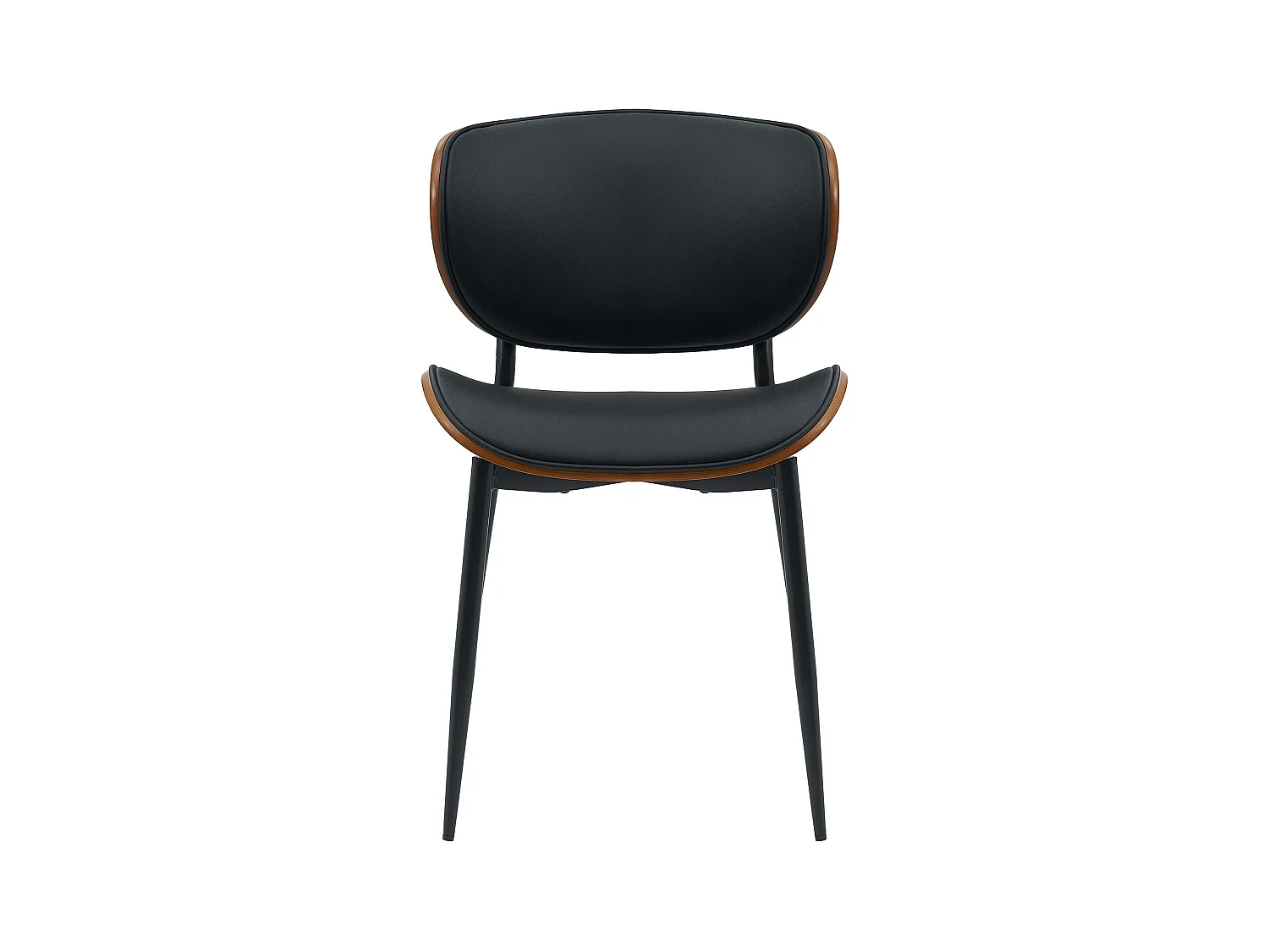 Lot de 2  chaise salle à manger - Similicuir - Noyer / Noir - Enid