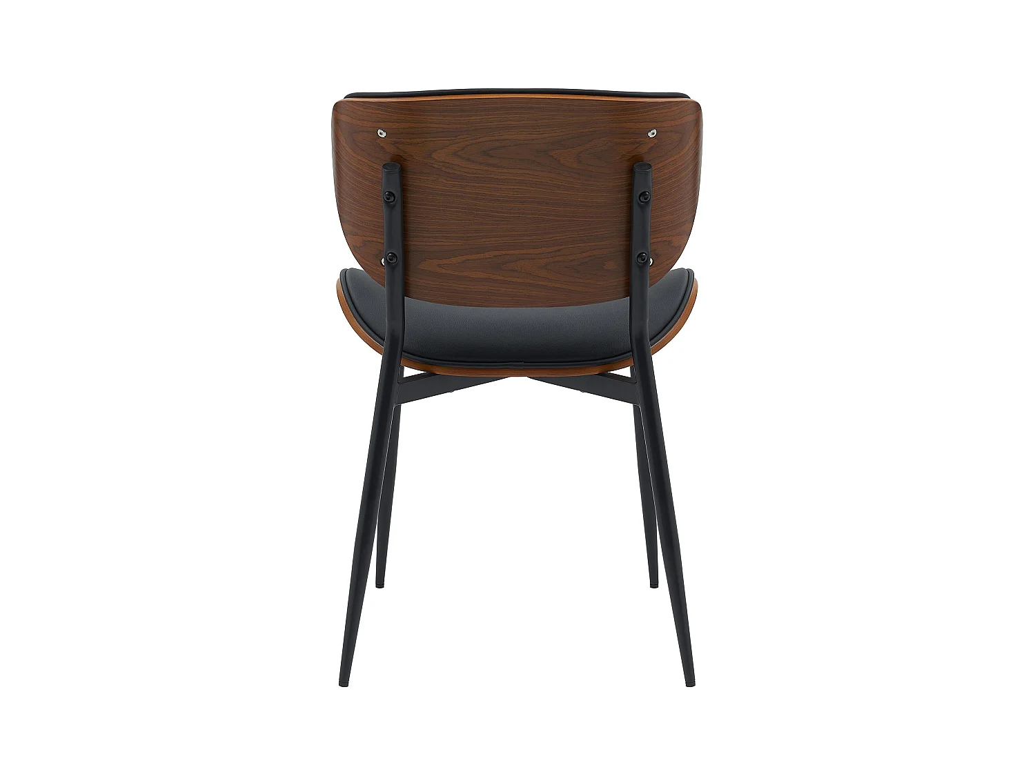 Lot de 2  chaise salle à manger - Similicuir - Noyer / Noir - Enid