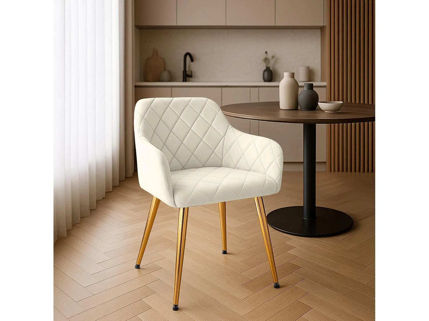 chaises avec accoudoirs - Velours - Crème - Monett