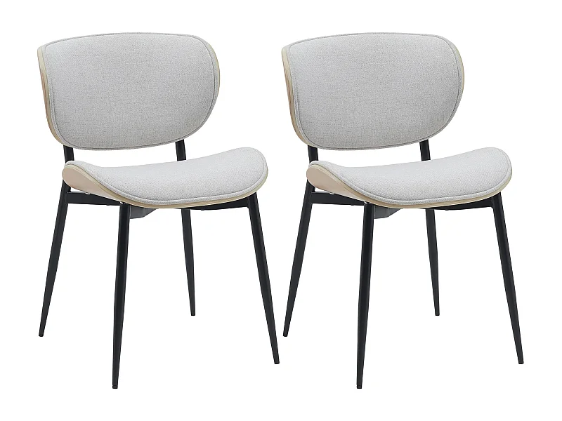 Lot de 2  chaise salle à manger - Tissu - Nature / Crème - Enid