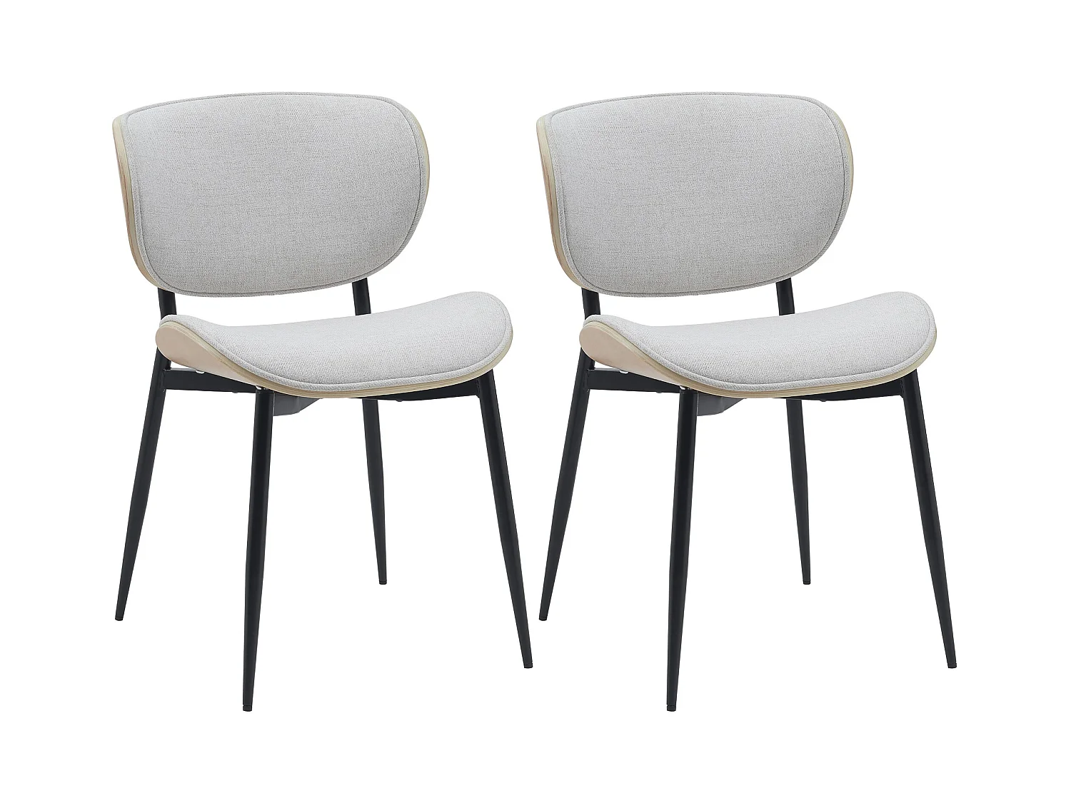 Lot de 2  chaise salle à manger - Tissu - Nature / Crème - Enid