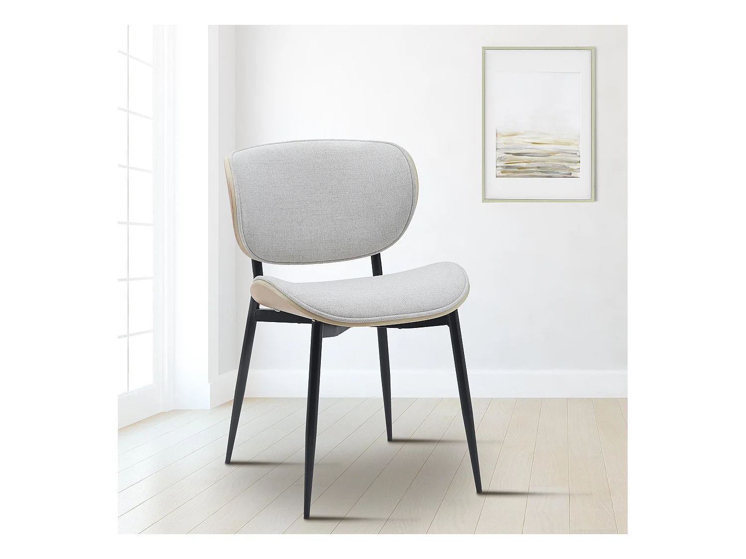 Lot de 2  chaise salle à manger - Tissu - Nature / Crème - Enid