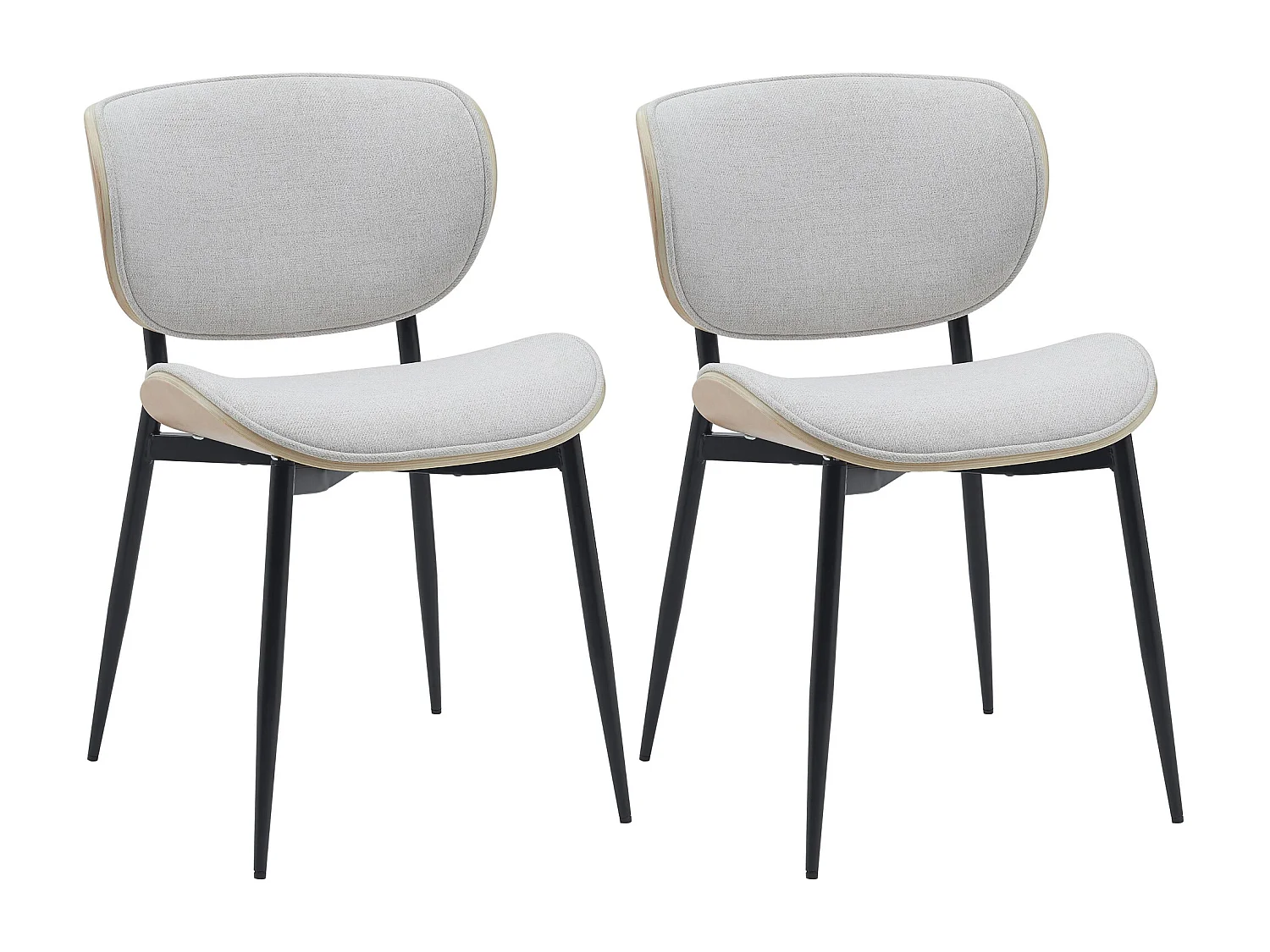 Lot de 2  chaise salle à manger - Tissu - Nature / Crème - Enid