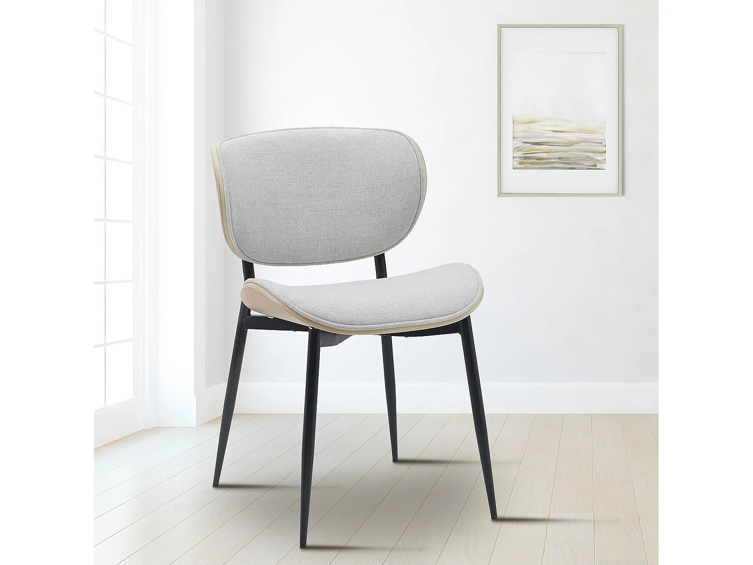 Lot de 2  chaise salle à manger - Tissu - Nature / Crème - Enid