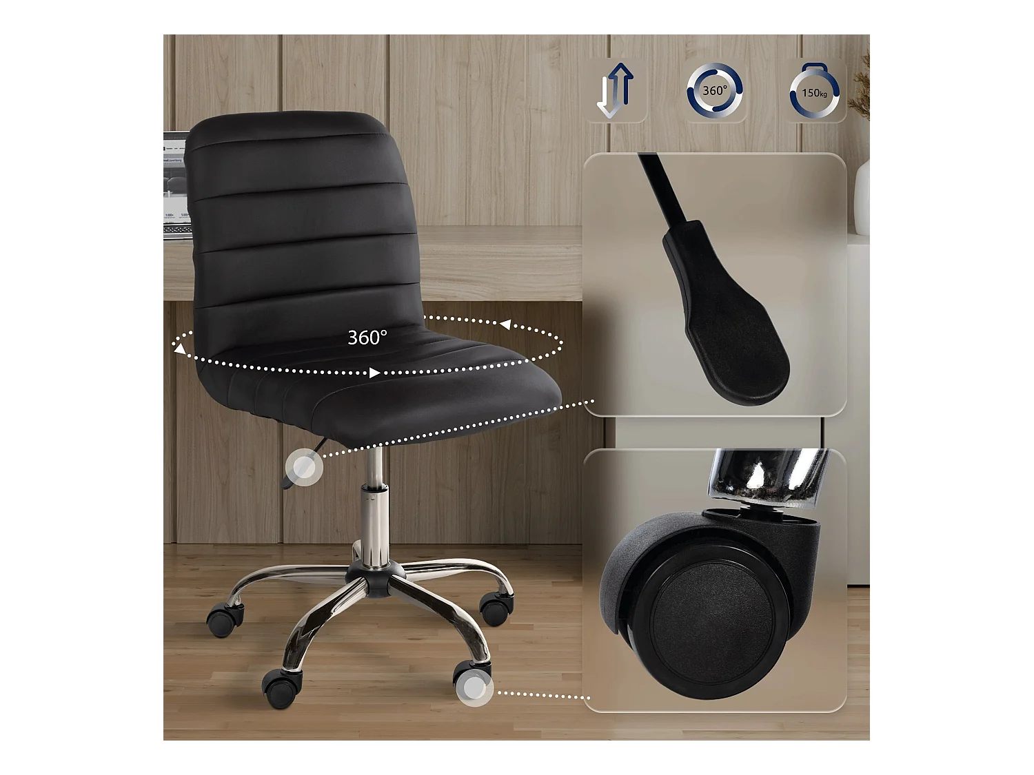 Tabouret de bureau - Similicuir - Marron - Redding