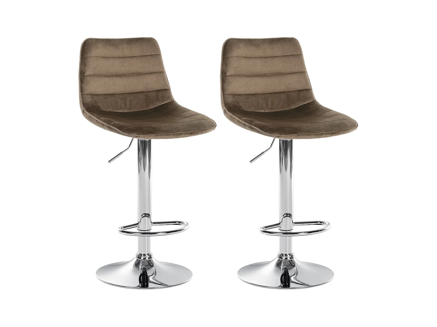 Lot de 2  Tabouret de bar - Velours & Chrome - Marron - Lex