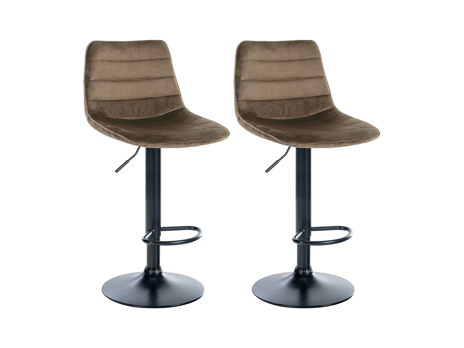 Lot de 2  Tabouret de bar - Velours & Noir mat - Marron - Lex