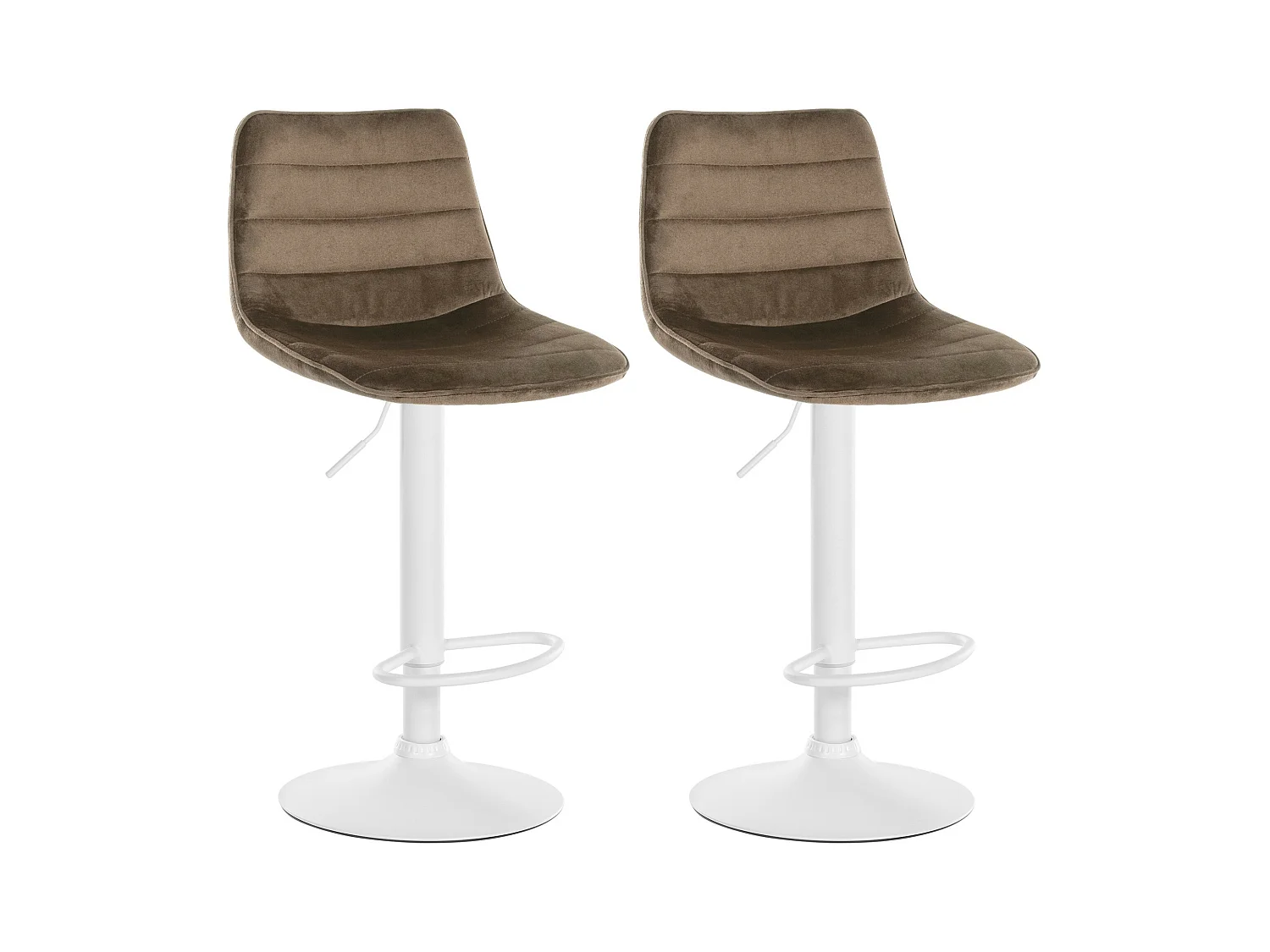 Lot de 2  Tabouret de bar - Velours & Blanc - Marron - Lex