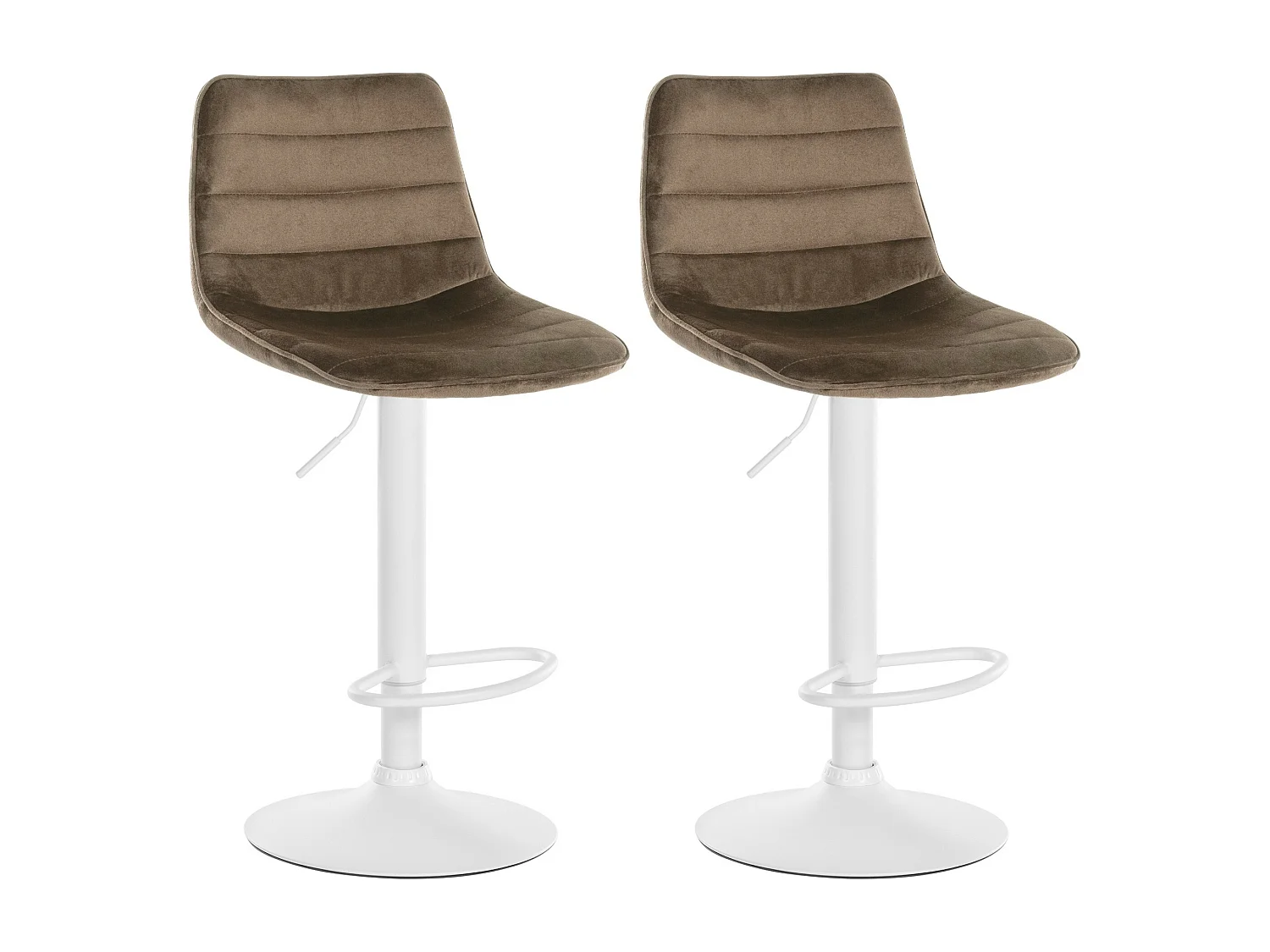 Lot de 2  Tabouret de bar - Velours & Blanc - Marron - Lex