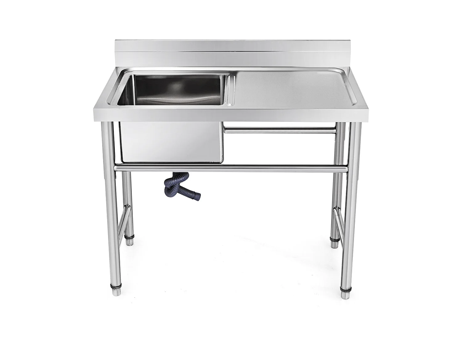 Évier Inox de Cuisine SucceBuy 1 Bac Évier sur Pieds en Acier Inox Anti-Eclaboussures Lavabo Inox Professionnel