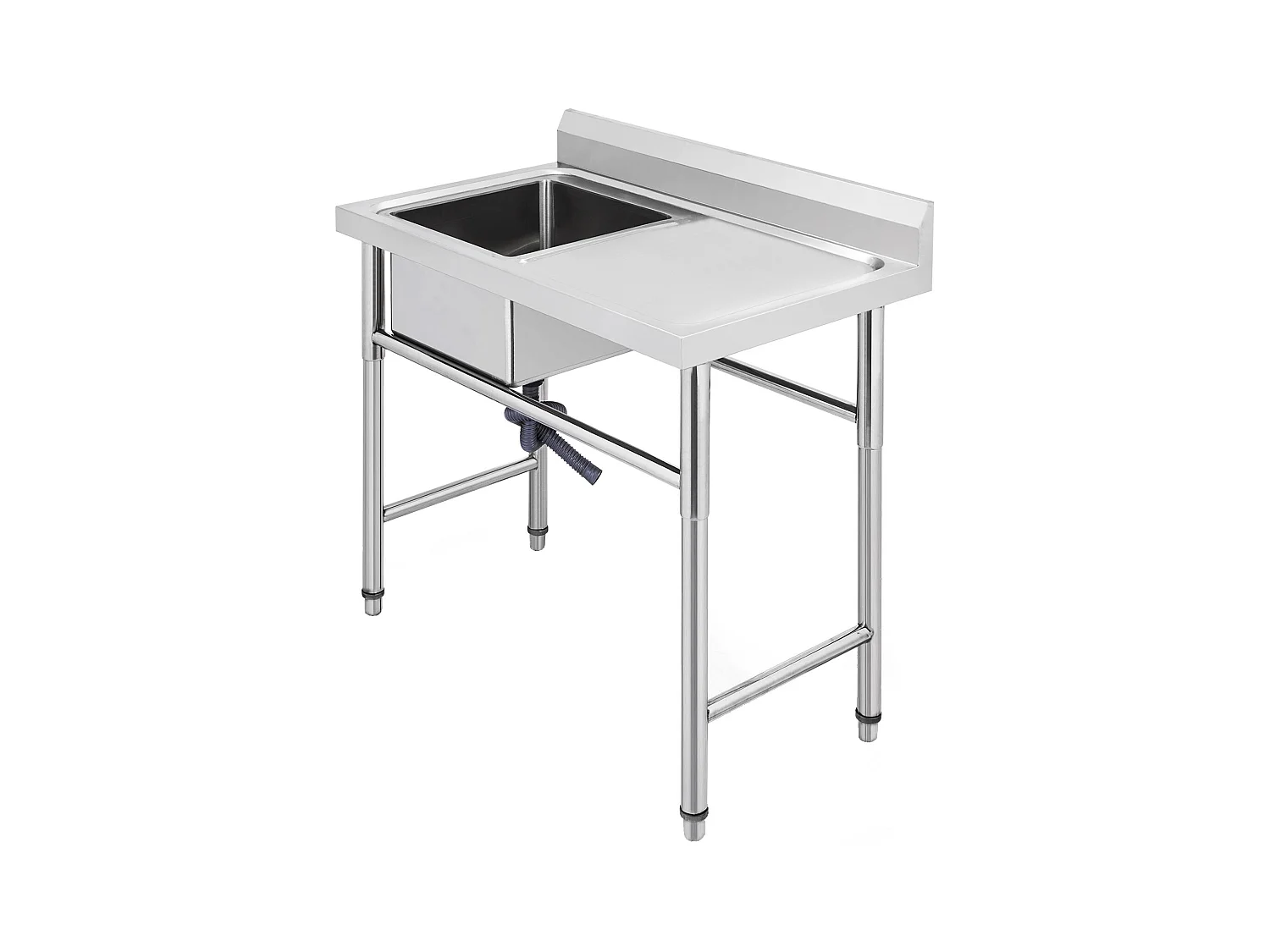 Évier Inox de Cuisine SucceBuy 1 Bac Évier sur Pieds en Acier Inox Anti-Eclaboussures Lavabo Inox Professionnel