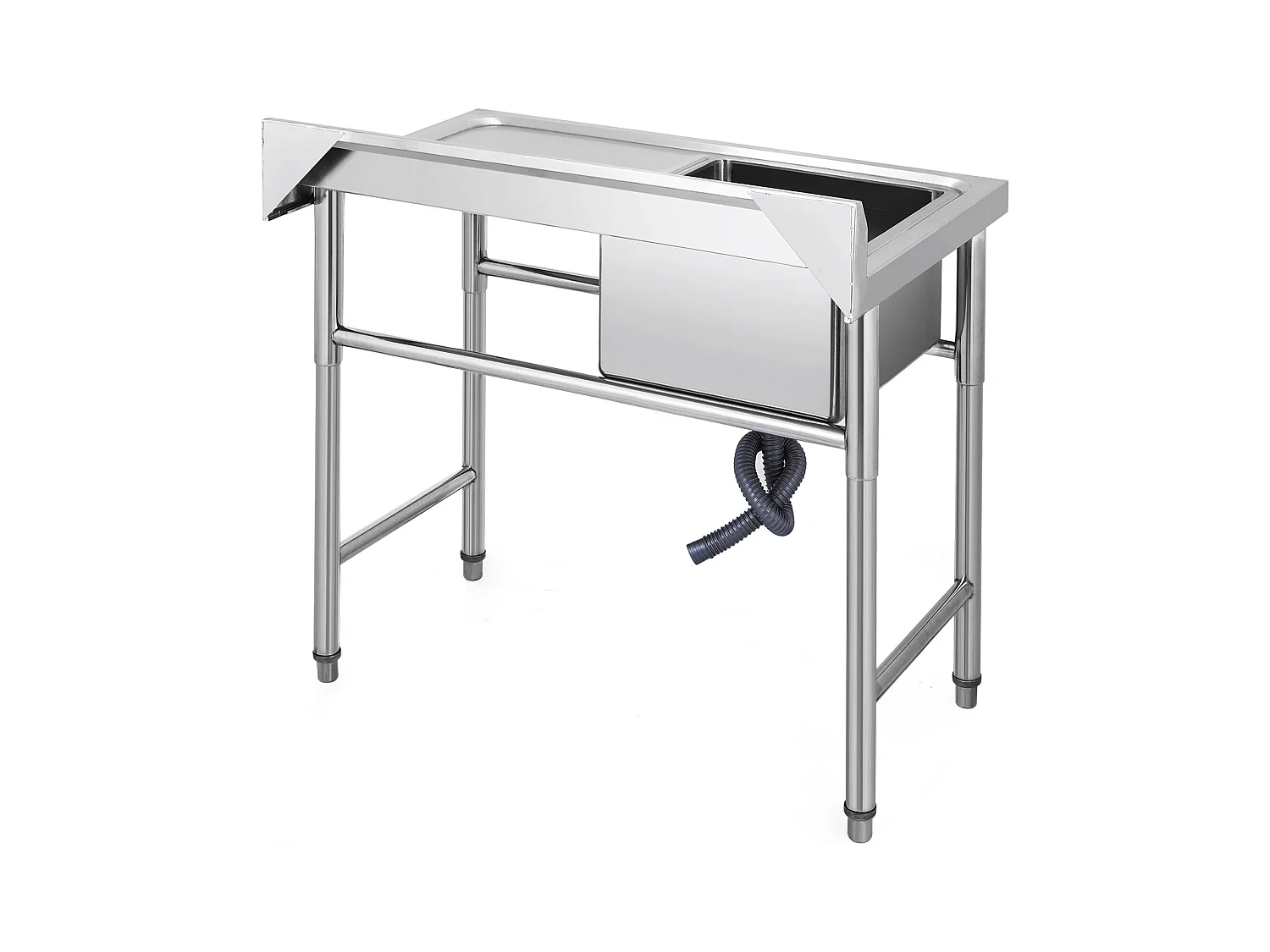 Évier Inox de Cuisine SucceBuy 1 Bac Évier sur Pieds en Acier Inox Anti-Eclaboussures Lavabo Inox Professionnel