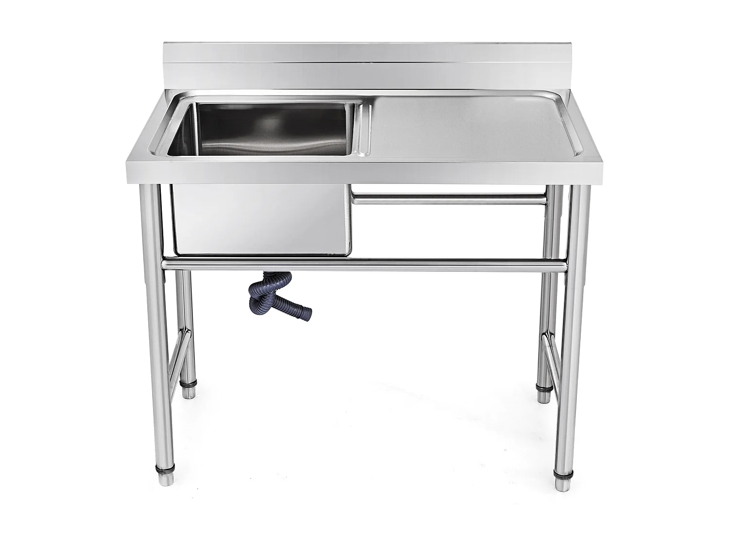 Évier Inox de Cuisine SucceBuy 1 Bac Évier sur Pieds en Acier Inox Anti-Eclaboussures Lavabo Inox Professionnel