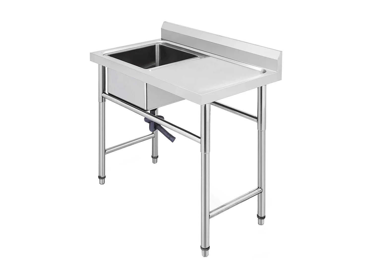 Évier Inox de Cuisine SucceBuy 1 Bac Évier sur Pieds en Acier Inox Anti-Eclaboussures Lavabo Inox Professionnel