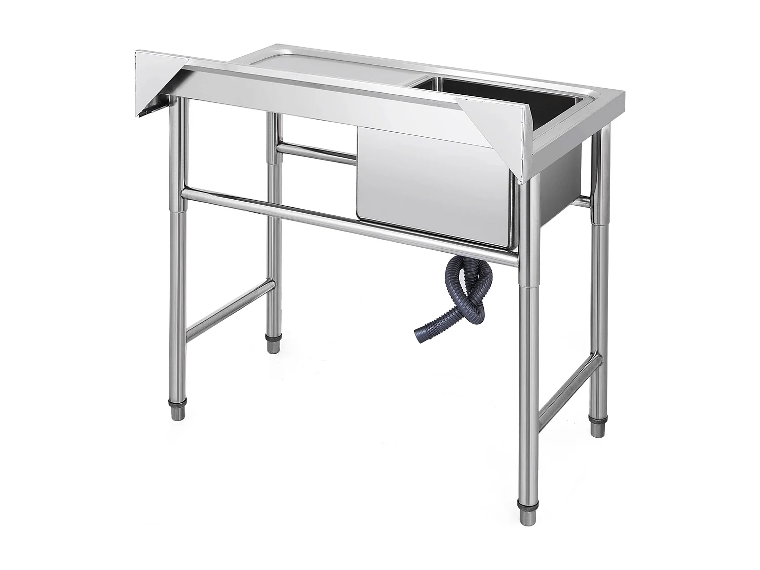 Évier Inox de Cuisine SucceBuy 1 Bac Évier sur Pieds en Acier Inox Anti-Eclaboussures Lavabo Inox Professionnel