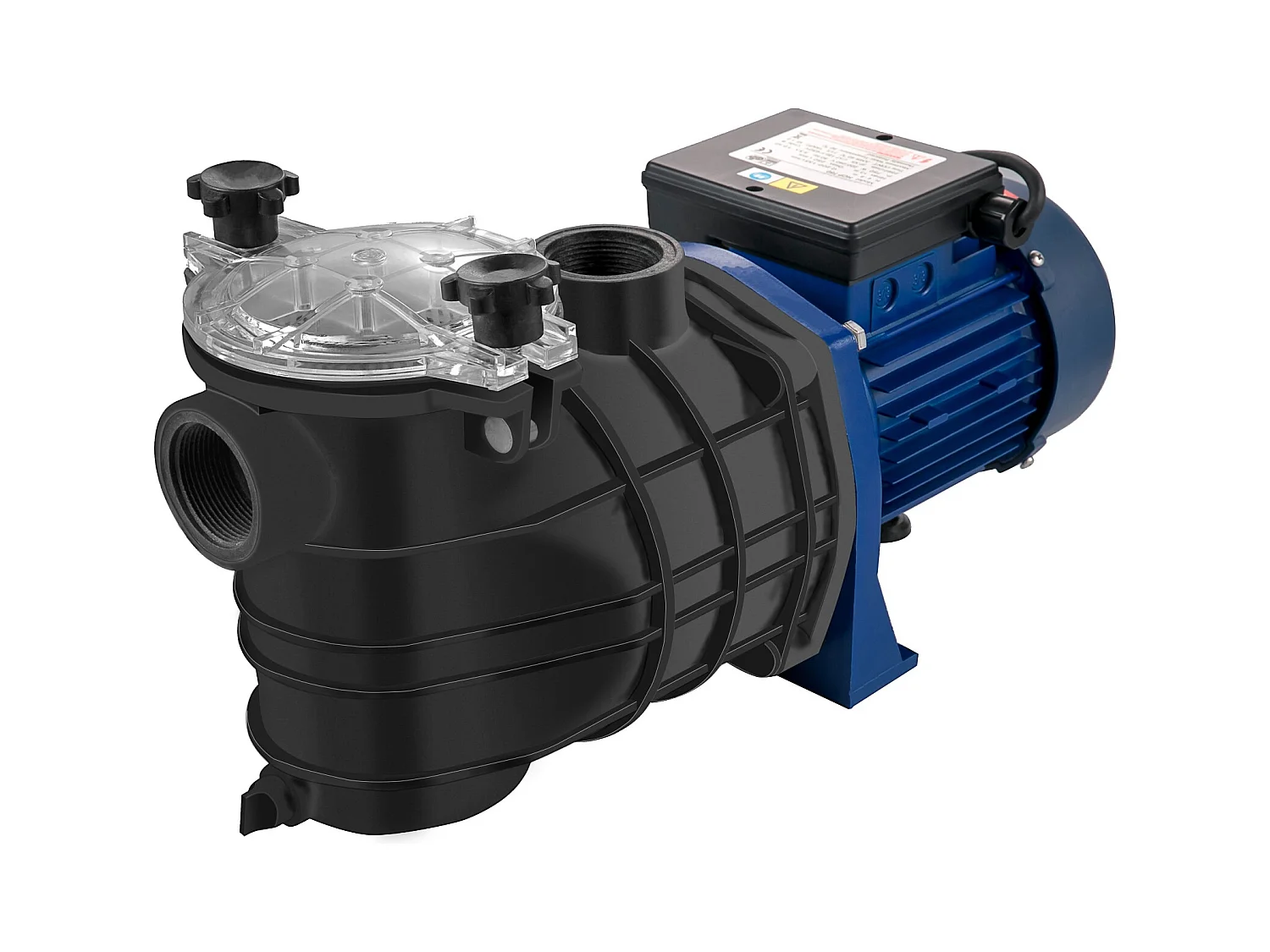 Pompe Piscine Filtration SucceBuy 15000 L/h Pompe Circulation Eau Panier Filtre Amovible 1 HP 750W 3450 tr/min 50 ℃ 2 Tuyaux Montage