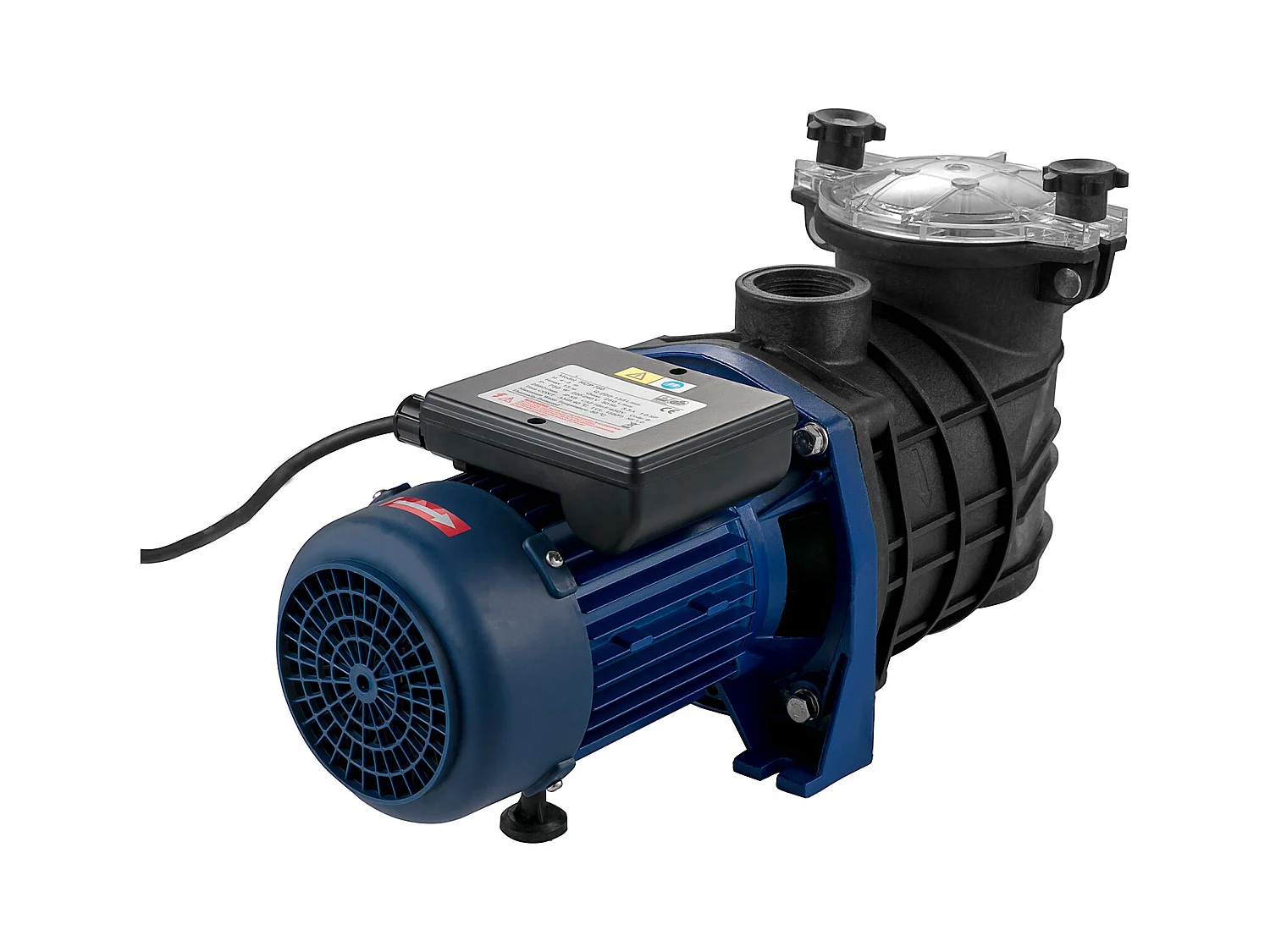 Pompe Piscine Filtration SucceBuy 15000 L/h Pompe Circulation Eau Panier Filtre Amovible 1 HP 750W 3450 tr/min 50 ℃ 2 Tuyaux Montage