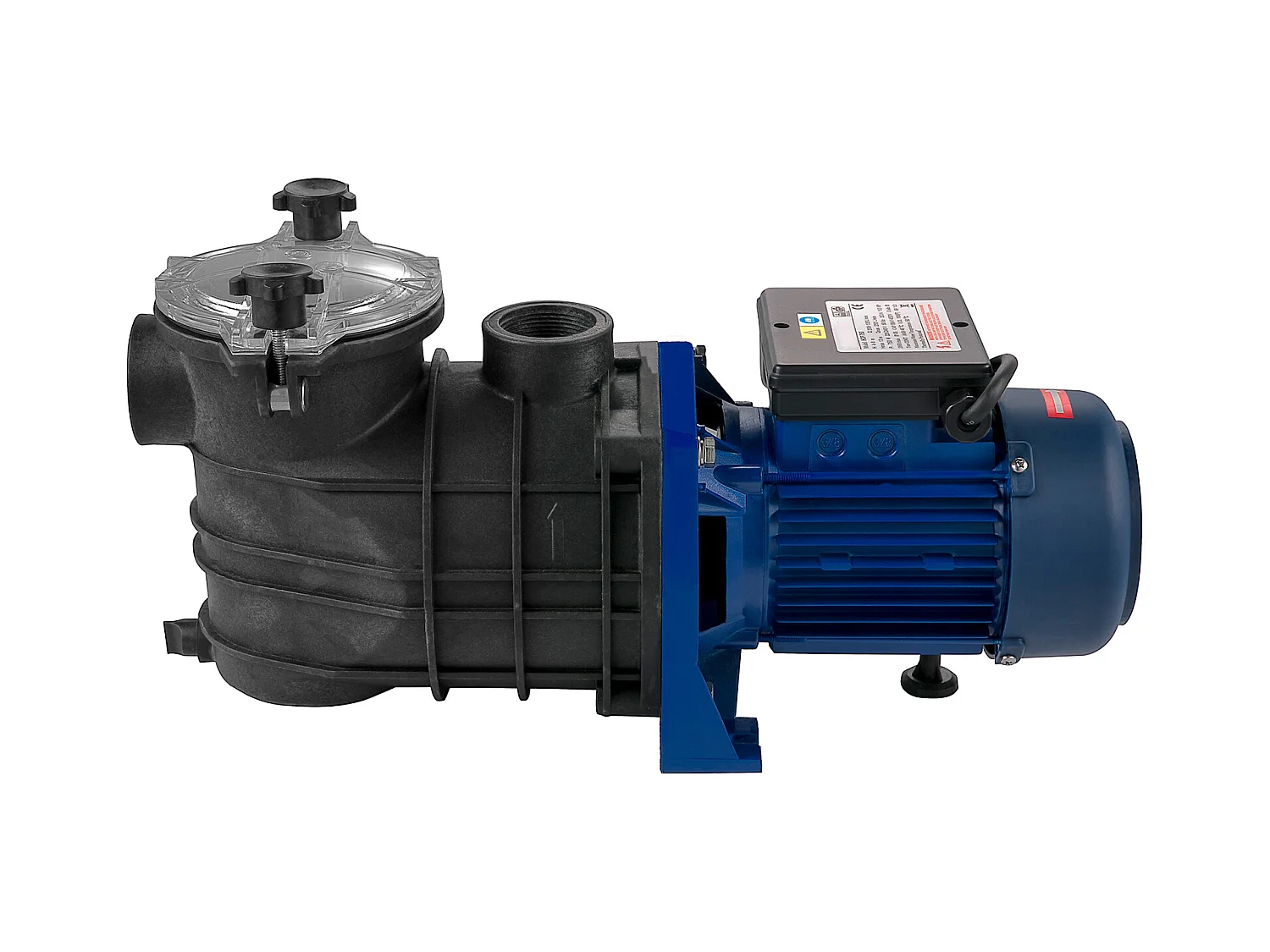 Pompe Piscine Filtration SucceBuy 15000 L/h Pompe Circulation Eau Panier Filtre Amovible 1 HP 750W 3450 tr/min 50 ℃ 2 Tuyaux Montage